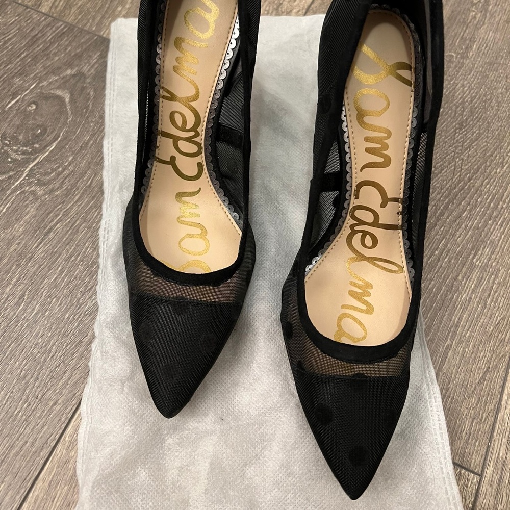 Sam Edelman Black Dotted Heels Shoe